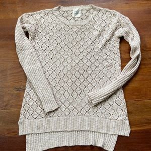 Cream pointelle knit tunic